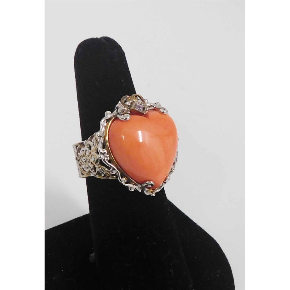 Michael Valitutti NH‎ Coral Coral Heart .925 Ring sz 6.75